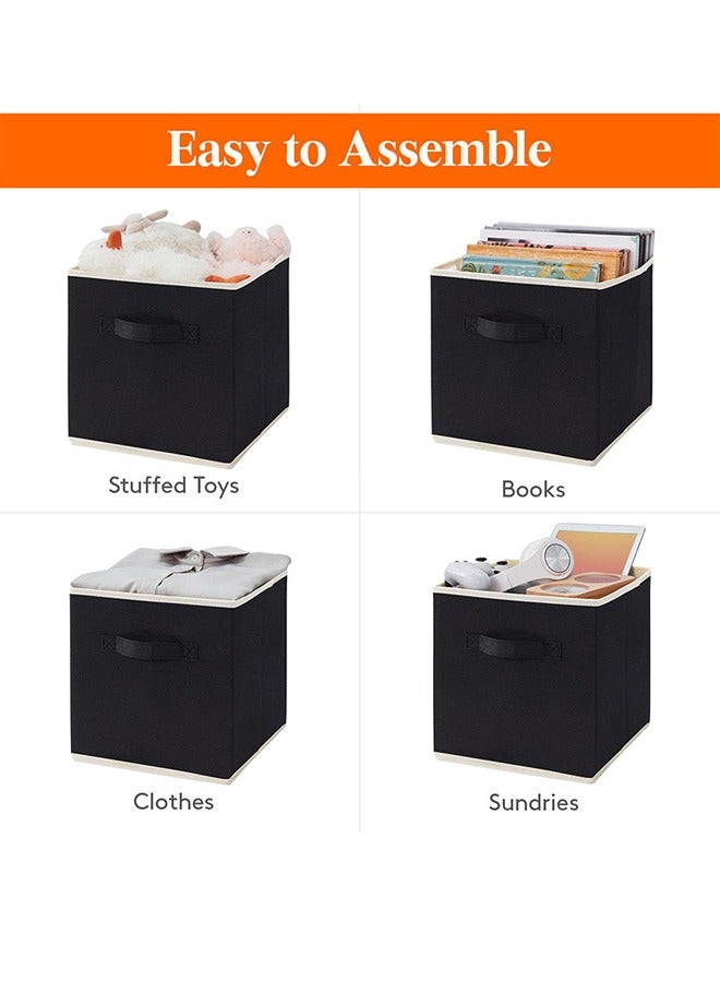DUNISO 3 Pieces Foldable Fabric Closet Storage Organizer Home Collapsible Storage Box Fabric Cubby Storage Basket Cube Storage Bin for Clothes Home Office - Image 5