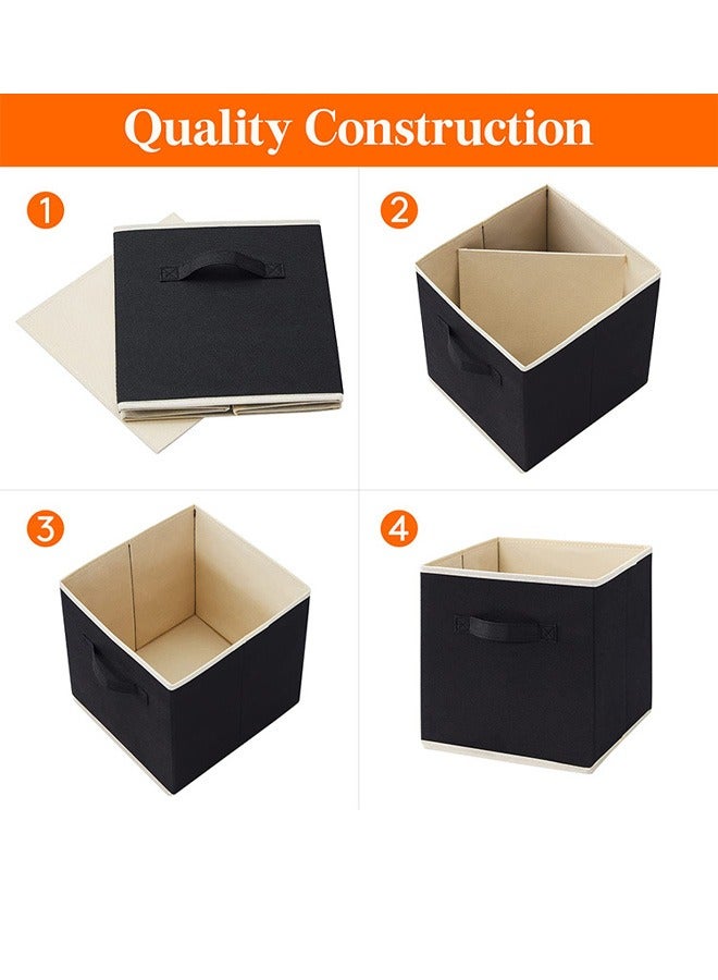 DUNISO 3 Pieces Foldable Fabric Closet Storage Organizer Home Collapsible Storage Box Fabric Cubby Storage Basket Cube Storage Bin for Clothes Home Office - Image 3