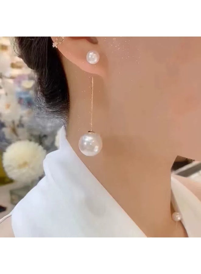 Goolsky Minimalist Long Tassel Pearl Earrings for Women – 2-Way Wear, Elegant Statement Jewelry - Image 2