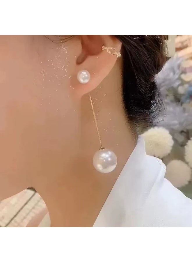 Goolsky Minimalist Long Tassel Pearl Earrings for Women – 2-Way Wear, Elegant Statement Jewelry - Image 4