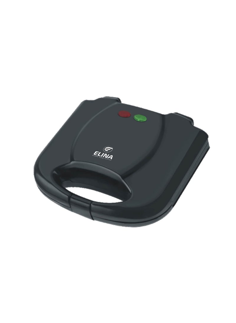 elina Elina 750W Sandwich Toaster Griller with Durable Die Cast Aluminum Plates Nonstick Coating Power Indicator Easy to Clean Compact Storage Buckle Clips Lock Black 1 year Toaster  - Image 1