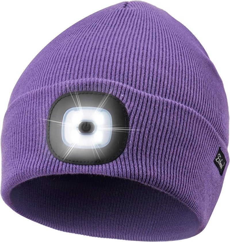 Etsfmoa Store Unisex Beanie with The Light Gifts for Men Dad Father USB Rechargeable Caps - Image 1