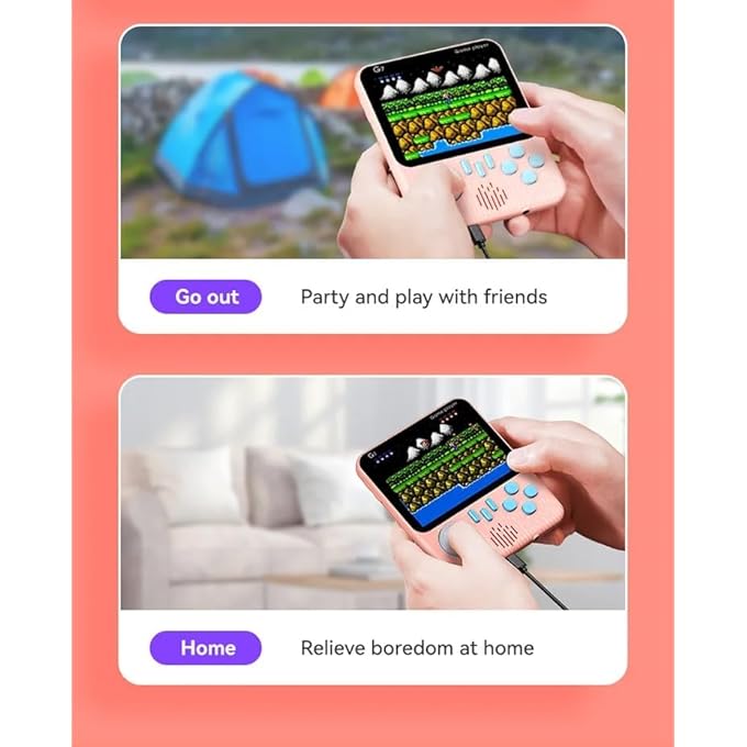 G7 HANDHELD RETRO VIDEO GAME CONSOLE WITH 666 GAMES- 3.5INCH LCD SCREEN SUPPORTS TV- GIFT FOR KIDS (PINK) - Image 4