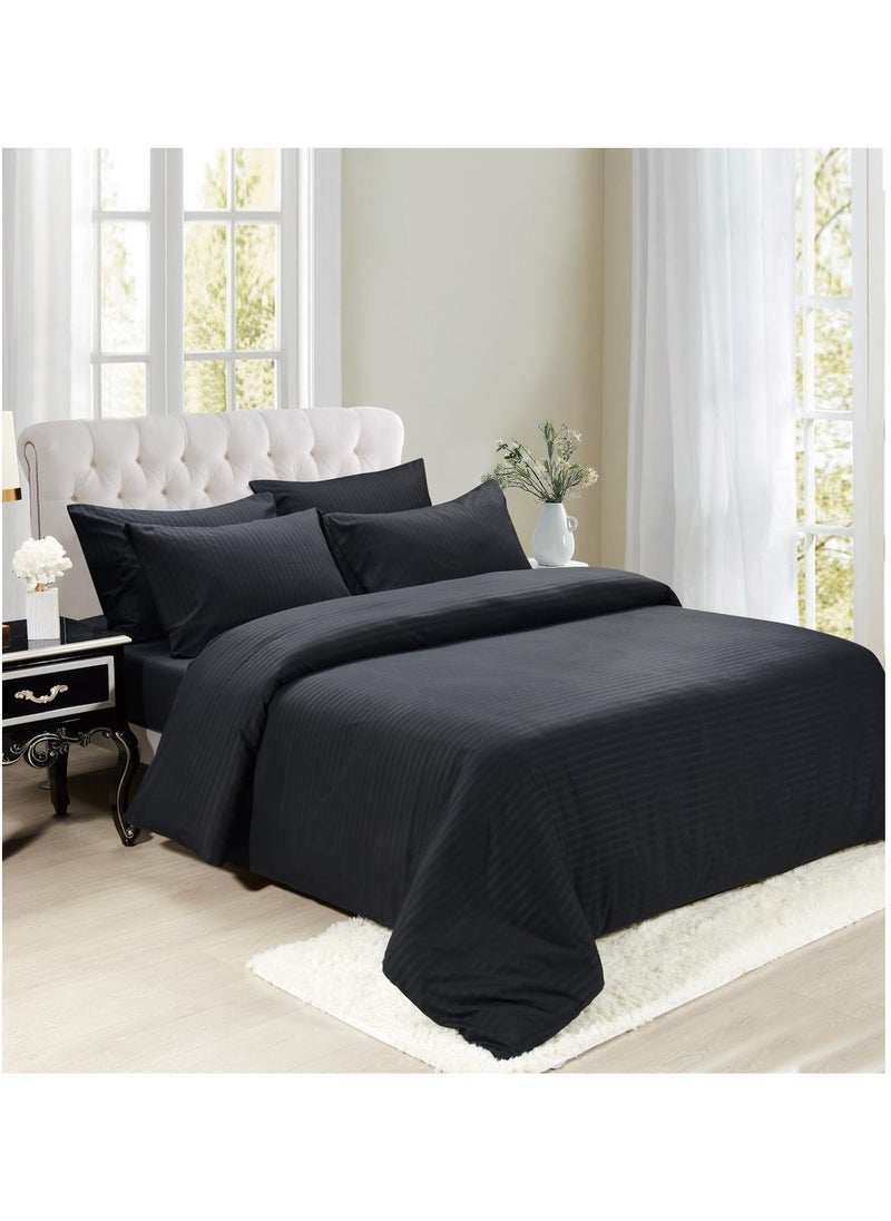 AL RAID 6-Piece King Size Bed Sheet Set – Luxury Weave & Hidden Zipper Closure Include 1 Fitted Sheet with 1 Duvet Cover and 4 Pillow Cases 220x240cm 