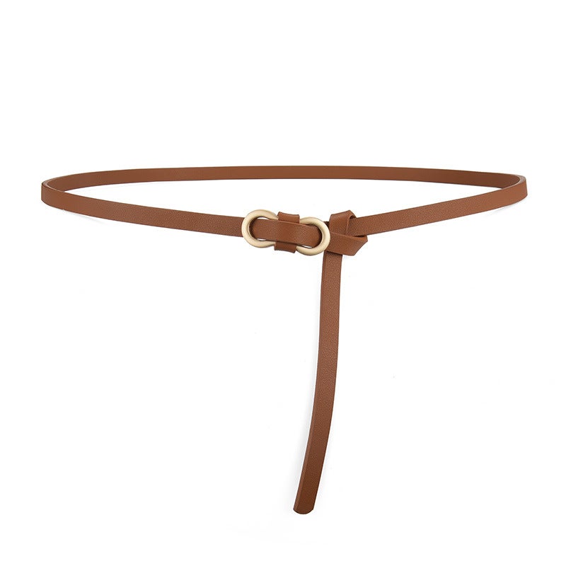 Popular belt womens high-grade fashion all-match dress shirt decorative suit Girls simple thin belt Camel 