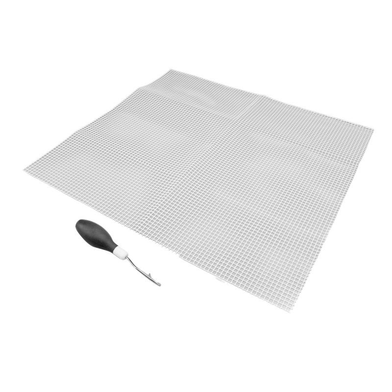 Latch Hook Kit: Black Metal Tool With Comfortable Rubber Handle - Versatile Rug Making Mesh for Home Craft Projects - Image 4