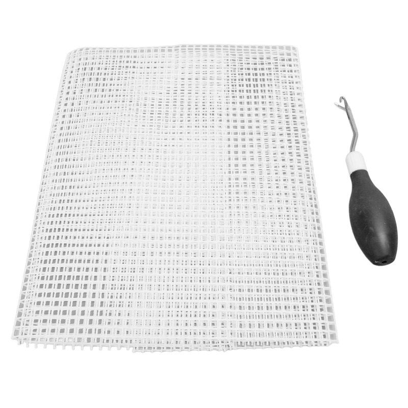 Latch Hook Kit: Black Metal Tool With Comfortable Rubber Handle - Versatile Rug Making Mesh for Home Craft Projects - Image 3