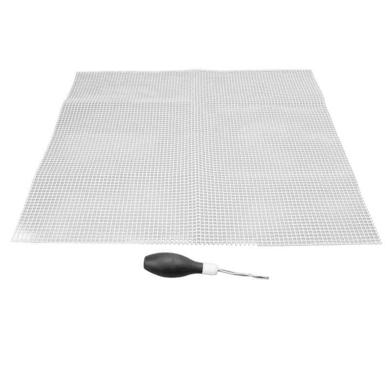 Latch Hook Kit: Black Metal Tool With Comfortable Rubber Handle - Versatile Rug Making Mesh for Home Craft Projects - Image 5