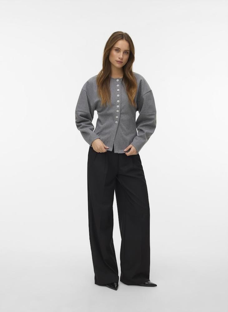 فيرو مودا كارديجان بكم طويل بياقة دائرية - Image 4