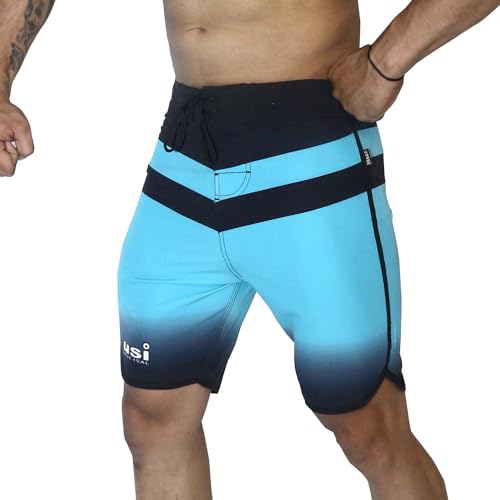 USI UNIVERSAL Men's Mint Color Fitness Board Shorts, Polyester Elastane Construction, Hook Loop Fly, Size L - Image 3