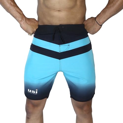 USI UNIVERSAL Men's Mint Color Fitness Board Shorts, Polyester Elastane Construction, Hook Loop Fly, Size L - Image 2