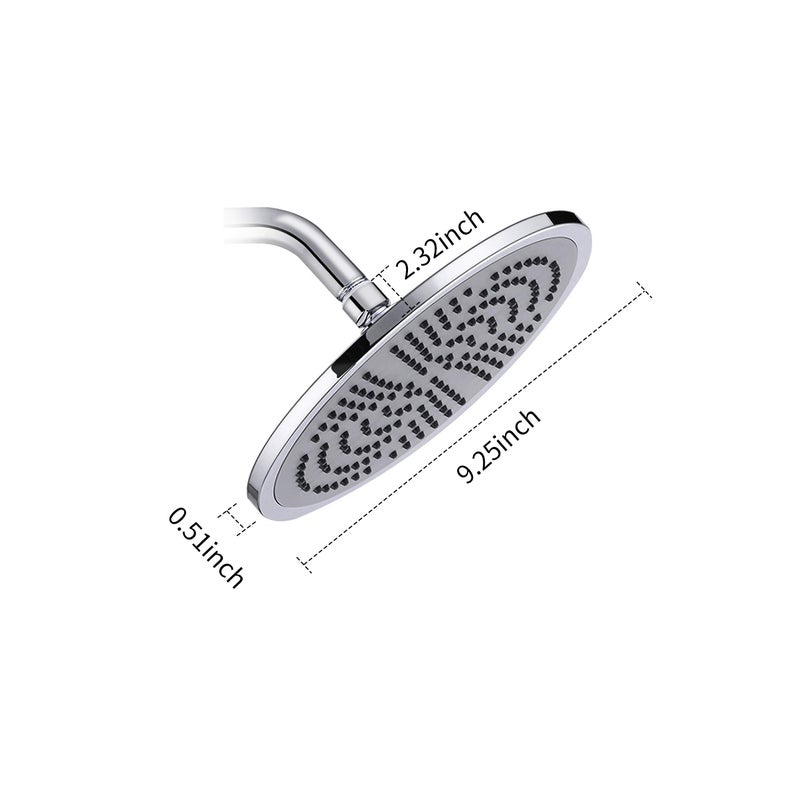 9.5 Inch Rain Showerhead High Pressure Shower Head G1/2 Adjustable Bathroom Shower Head Spray Showerhead Stainless Steel Polished Chrome Bath Rain Round Shower Head Replacement - Image 5
