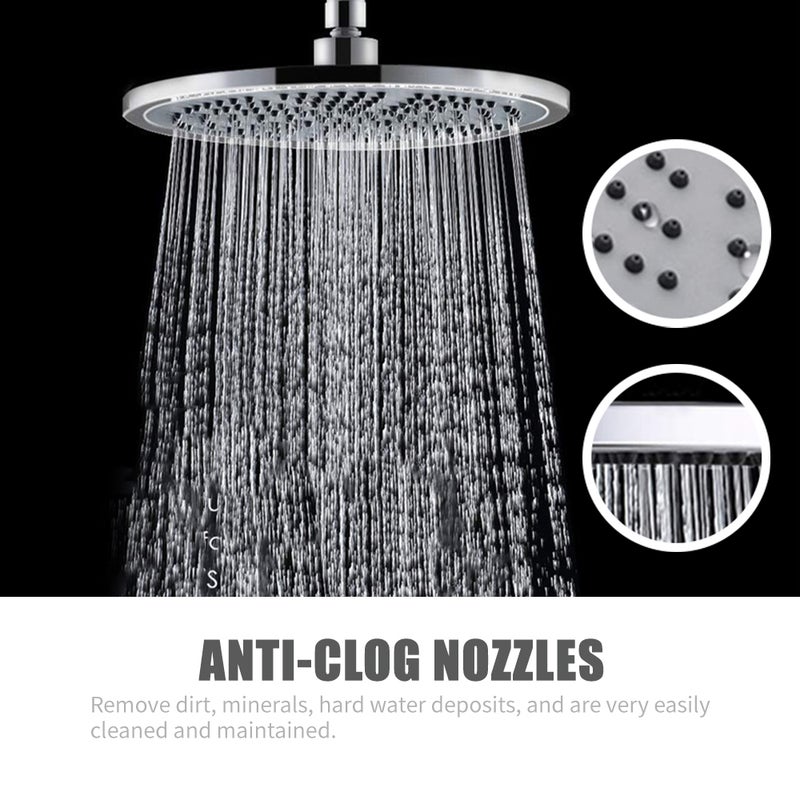 9.5 Inch Rain Showerhead High Pressure Shower Head G1/2 Adjustable Bathroom Shower Head Spray Showerhead Stainless Steel Polished Chrome Bath Rain Round Shower Head Replacement - Image 4