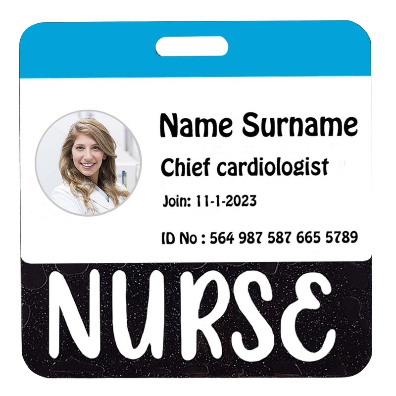 ANDGING Acrylic Badge Buddy - Black, Glitter, Horizontal, Nursing Cards for Badges Identification and Student Nurse Work Gifts - Image 2