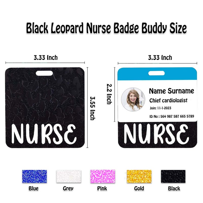 ANDGING Acrylic Badge Buddy - Black, Glitter, Horizontal, Nursing Cards for Badges Identification and Student Nurse Work Gifts - Image 3