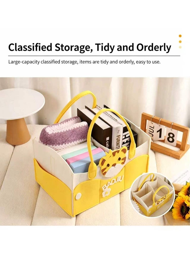 طفل شعر الحفاضات حقيبة Tote, متعددة المقصورة الطفل الأساسيات تخزين المنظم, لطيف كرتون نمر نمط, خفيفة الوزن القابلة للطي, سعة كبيرة, السفر الطفل حقيبة Duffel - Image 4