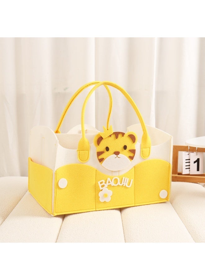 طفل شعر الحفاضات حقيبة Tote, متعددة المقصورة الطفل الأساسيات تخزين المنظم, لطيف كرتون نمر نمط, خفيفة الوزن القابلة للطي, سعة كبيرة, السفر الطفل حقيبة Duffel - Image 1