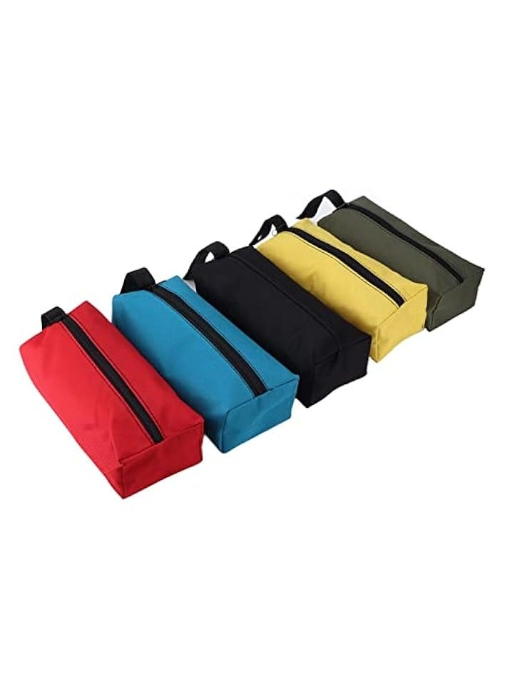 erorex 5pcs Multifunctional Tool Pouch Bag, Portable with Hanging Loop, 600D Polyester, Black, Red, Yellow, Dark Green, Blue  - Image 1