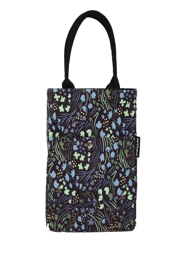 earthsave Insulated Lunch Bag for Office Men, Women and Kids, Canvas Tiffin Bags for School, Picnic, Work, Carry Bag for Lunch Box Surfer Drawstring Lunch Bag (Crossways Blue) (Crossways Blue) - Image 1