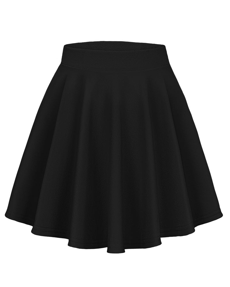 elescat Mini Skirts for Women Basic Skater Pleated Flowy High Waisted Casual Short Skirt(Black, M) - Image 1