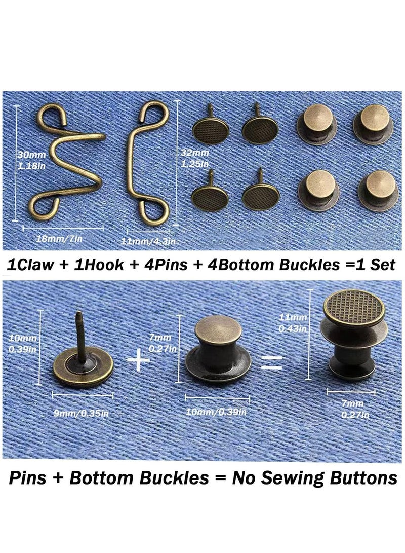 Adjustable Waist Buckle Extender Set 8 Set 4 Style Jean Button Pins No Sewing Required Pants Clips for Waist Pant Waist Tightener for Jeans Dress Perfect Fit Instant Button - Image 2