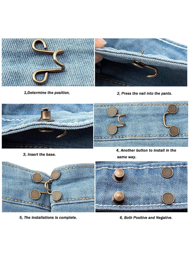 Adjustable Waist Buckle Extender Set 8 Set 4 Style Jean Button Pins No Sewing Required Pants Clips for Waist Pant Waist Tightener for Jeans Dress Perfect Fit Instant Button - Image 3