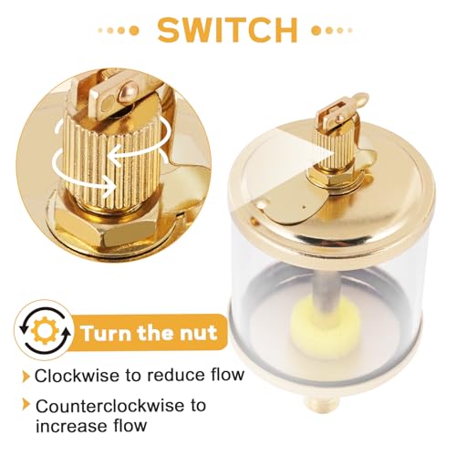 YUCHENGTECH 1/4" PT Sight Gravity Drip Feed Oiler Thread Needle Valve Type Oil Cup Drip Oiler (400ml) - Image 4