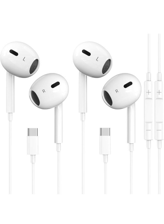 سماعات سلكية USB-C مع مايكروفون وتحكم بالصوت – صوت ستيريو عالي الدقة – تصميم مريح داخل الأذن - Image 1