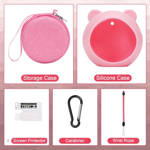 YouKnow Travel Case and Silicone Cover Compatible with Punirunes Interactive Toy Digital Pet with Full Coverage PET Clear Film Silicone and Carrying Case Pink - Image 5