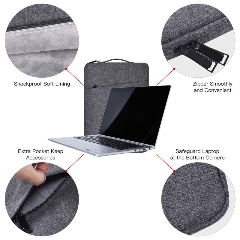 iKammo 13-13.3 Inch Laptop Case Bag For Lenovo Chromebook Flex 5/Acer Spin 5  Surface Laptop 6 5 4 3/Book 13.5  Hp Spectre X360/Dell Inspiron 13 7000/Macbook Pro 14 Inch M1 A2442 Sleeve(Space Grey) - Image 4