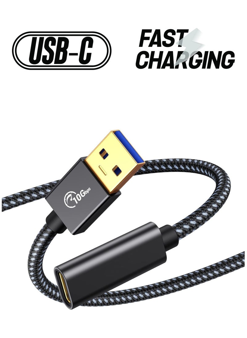 USB A to C Adapter, Type-C 3.1 Gen 2 10Gbps USB C Female to USB Male USB C Data Cable Adapter for USB3.2 Gen 1/USB3.1 Gen2/10Gbps PC, Laptop, iPad, Cell Phone 1M - Image 1