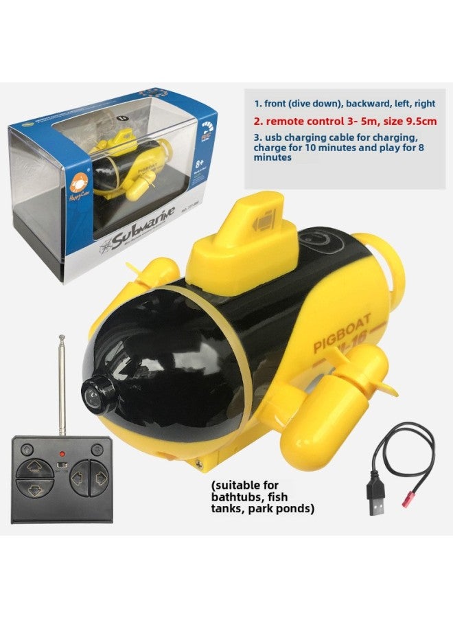 Mini Wireless Remote Control Submarine Waterproof Speedboat Submarine Model Charged Electric Water Play Toy Children Special Olympics-Colour:Yellow Submarine-49mhz✓-Specification:Standard Charging - Free Remote Control Battery + Tools✓  - Image 1