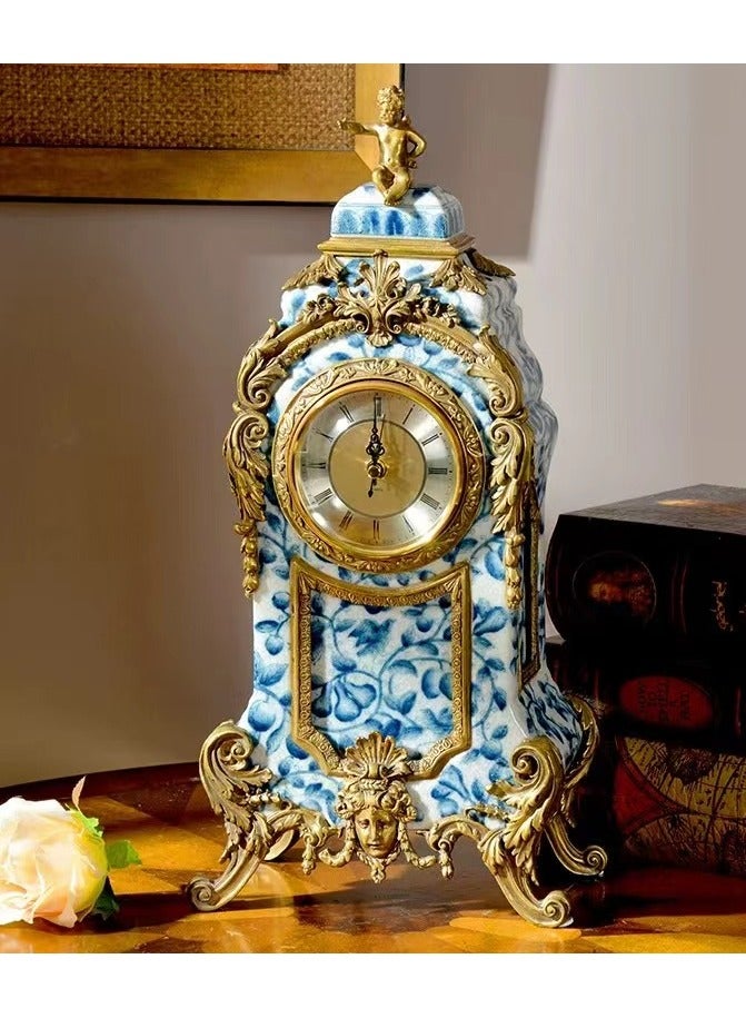 China Made [INK ORIENTAL｜Celadon Secret Porcelain & Gilded Heritage Clock｜Ice-Cracked Bronze Sculpture｜1300°C Kiln-Fired ] - Image 2