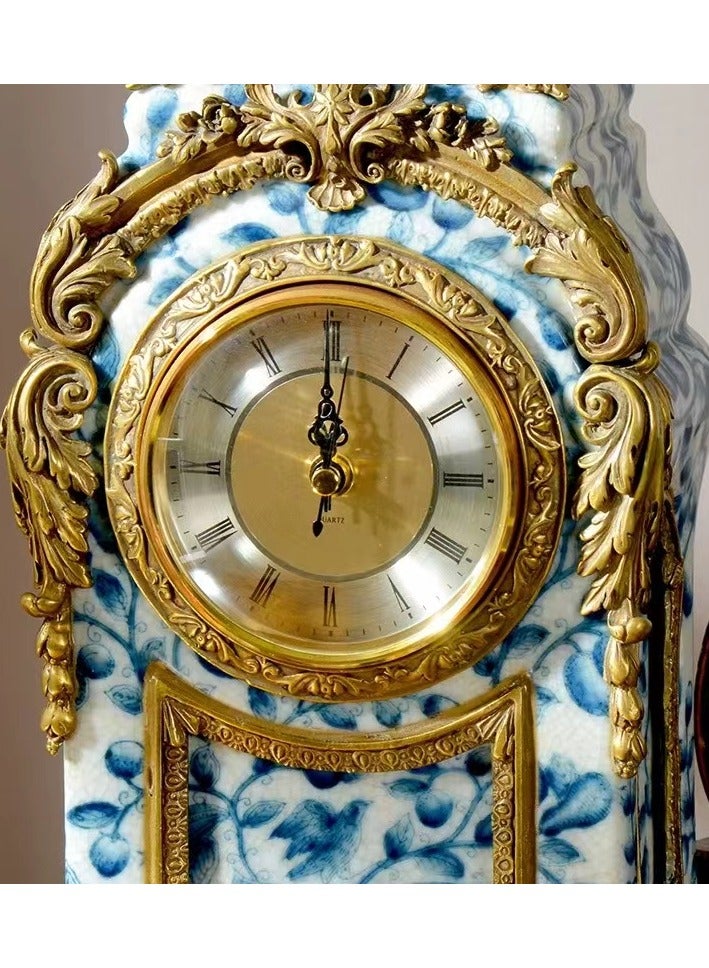 China Made [INK ORIENTAL｜Celadon Secret Porcelain & Gilded Heritage Clock｜Ice-Cracked Bronze Sculpture｜1300°C Kiln-Fired ] - Image 3