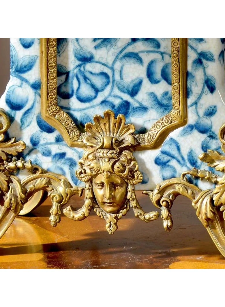 China Made [INK ORIENTAL｜Celadon Secret Porcelain & Gilded Heritage Clock｜Ice-Cracked Bronze Sculpture｜1300°C Kiln-Fired ] - Image 4