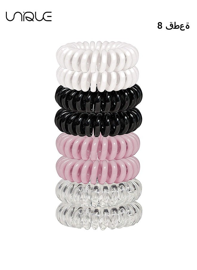 Unique 8 Pcs Spiral Hair Ties for Women - Coil Hair Ties for Thick Hair | No Crease Hair Tie | Spiral Hair Ties No Damage | Hair Coils & Phone Cord Hair Ties for Thin Hair, Hair Ties Spiral  - Image 1