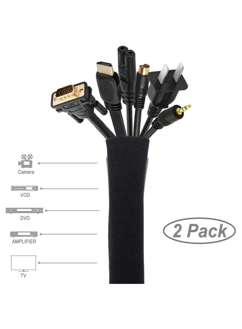 erorex Cable Management Sleeve, JOTO Cord Management System for TV/Computer/Home Entertainment, 40 inch Flexible Cable Sleeve Wrap Cover Organizer, 2 Piece – Black - Image 2