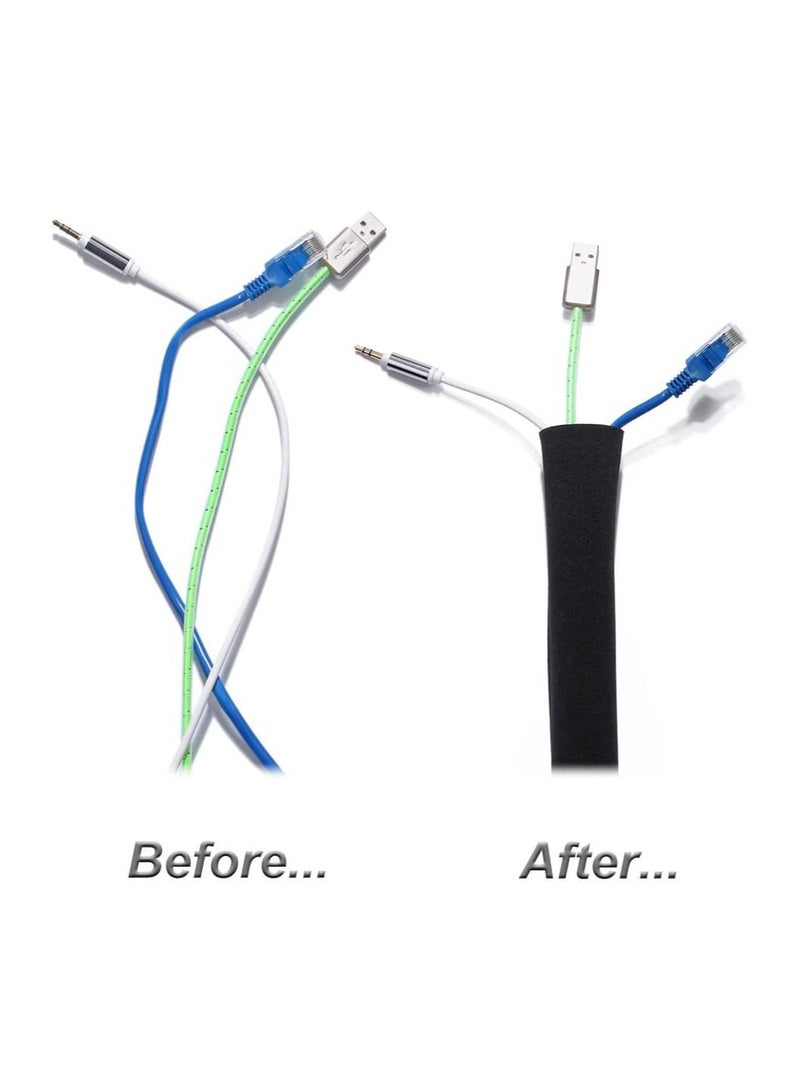 erorex Cable Management Sleeve, JOTO Cord Management System for TV/Computer/Home Entertainment, 40 inch Flexible Cable Sleeve Wrap Cover Organizer, 2 Piece – Black - Image 4