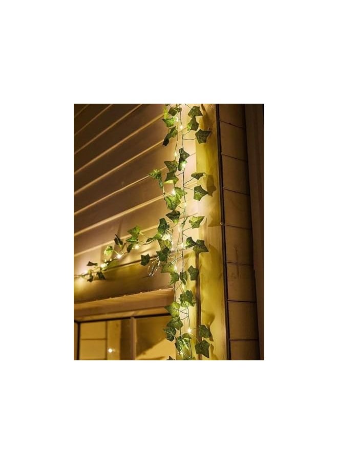 The Bros 32.8 Feet Fake Vines with 100 LED Outdoor String Lights, Artificial Plants, Patio Decor, Garland Plants,Fake Leaves For Balcony Decor/Outdoor Wall Decor/Garden Decor/Party (Battery powered)  - Image 5