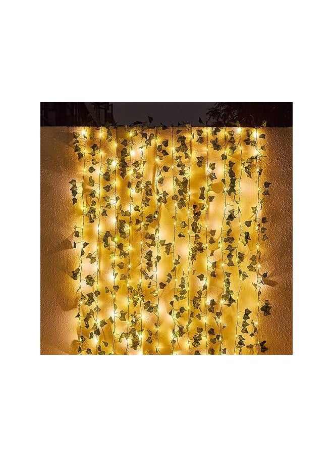 The Bros 32.8 Feet Fake Vines with 100 LED Outdoor String Lights, Artificial Plants, Patio Decor, Garland Plants,Fake Leaves For Balcony Decor/Outdoor Wall Decor/Garden Decor/Party (Battery powered)  - Image 2