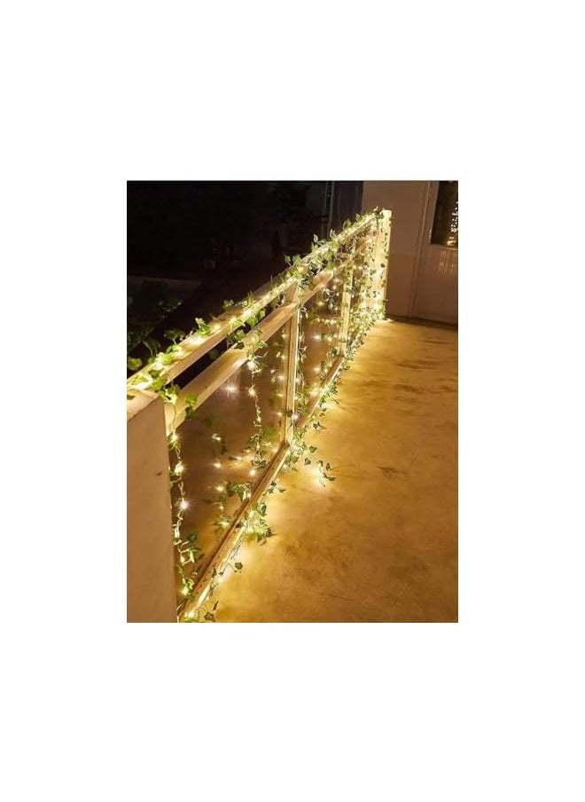 The Bros 32.8 Feet Fake Vines with 100 LED Outdoor String Lights, Artificial Plants, Patio Decor, Garland Plants,Fake Leaves For Balcony Decor/Outdoor Wall Decor/Garden Decor/Party (Battery powered)  - Image 3