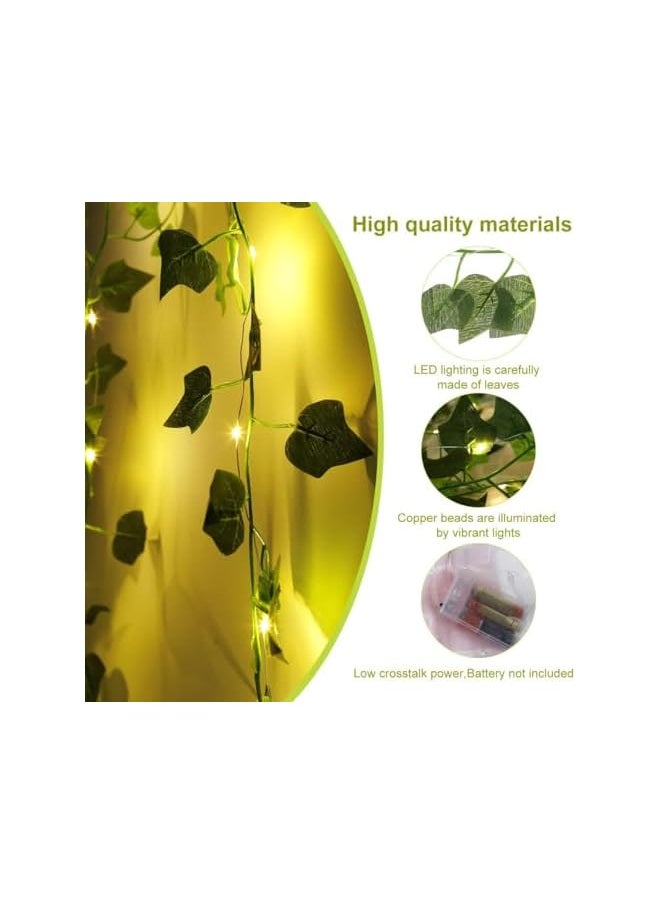 The Bros 32.8 Feet Fake Vines with 100 LED Outdoor String Lights, Artificial Plants, Patio Decor, Garland Plants,Fake Leaves For Balcony Decor/Outdoor Wall Decor/Garden Decor/Party (Battery powered)  - Image 4