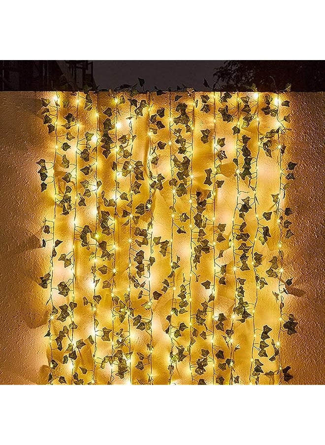 The Bros 32.8 Feet Fake Vines with 100 LED Outdoor String Lights, Artificial Plants, Patio Decor, Garland Plants,Fake Leaves For Balcony Decor/Outdoor Wall Decor/Garden Decor/Party (Battery powered)  - Image 1