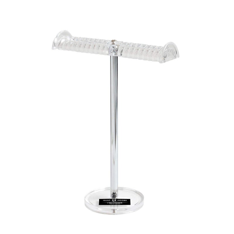 Isaac Jacobs Clear Acrylic Necklace  Bracelet Holder 8 inch TBar Hanging Chain and Bangles Organizer Sleek  Sturdy Stand for Jewelry  Storage Solution Bedroom Bathroom  Countertop