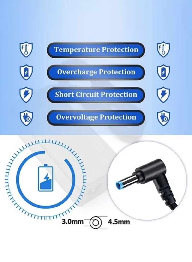 FLOWING HP Laptop Charger 65W 45W 19.5V AC Adapter Replacement for HP Chromebook 11 14 G3 G4 Pavilion X360 11 13 15-f Envy 13 15 17 Stream 11 13 14 Elitebook Folio 1040 g1 Laptop (Blue Tip 4.5x3.0mm) - Image 5
