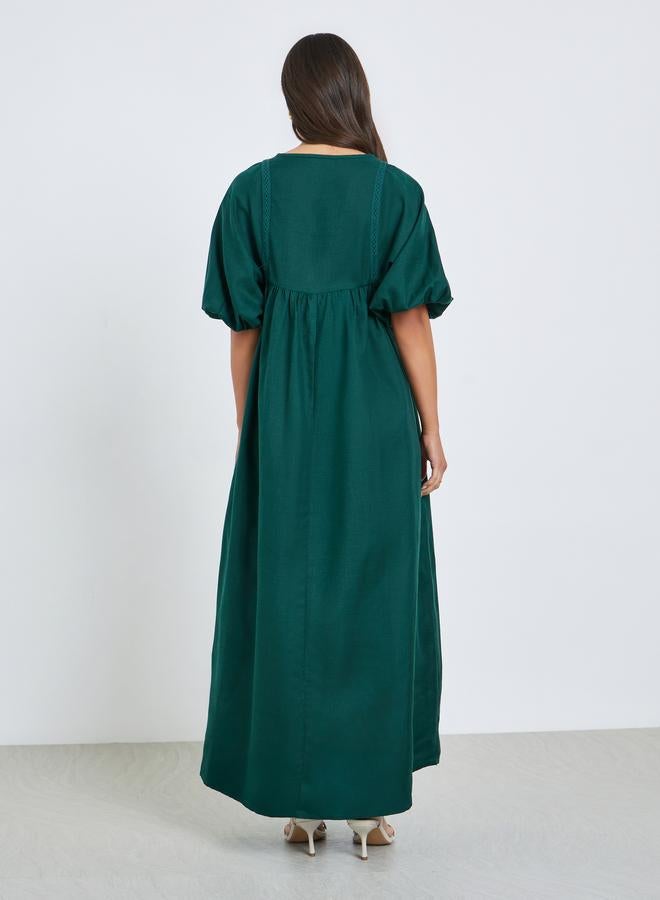 Styli Green V Neck Maxi Dress - Image 5