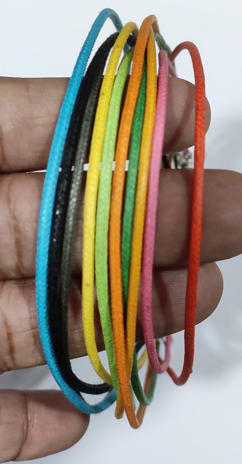 OMX 10 PC, Waxed Cotton 43cm/17 Necklace Chain with Lobster Claw Clasp for Pendants and Jewelry Charms Making. (2MM Thick Cotton, Multi-Colour, 10 PCs) - Image 3