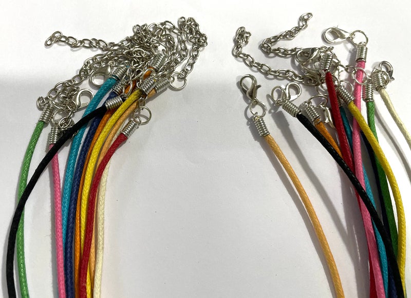OMX 10 PC, Waxed Cotton 43cm/17 Necklace Chain with Lobster Claw Clasp for Pendants and Jewelry Charms Making. (2MM Thick Cotton, Multi-Colour, 10 PCs) - Image 2