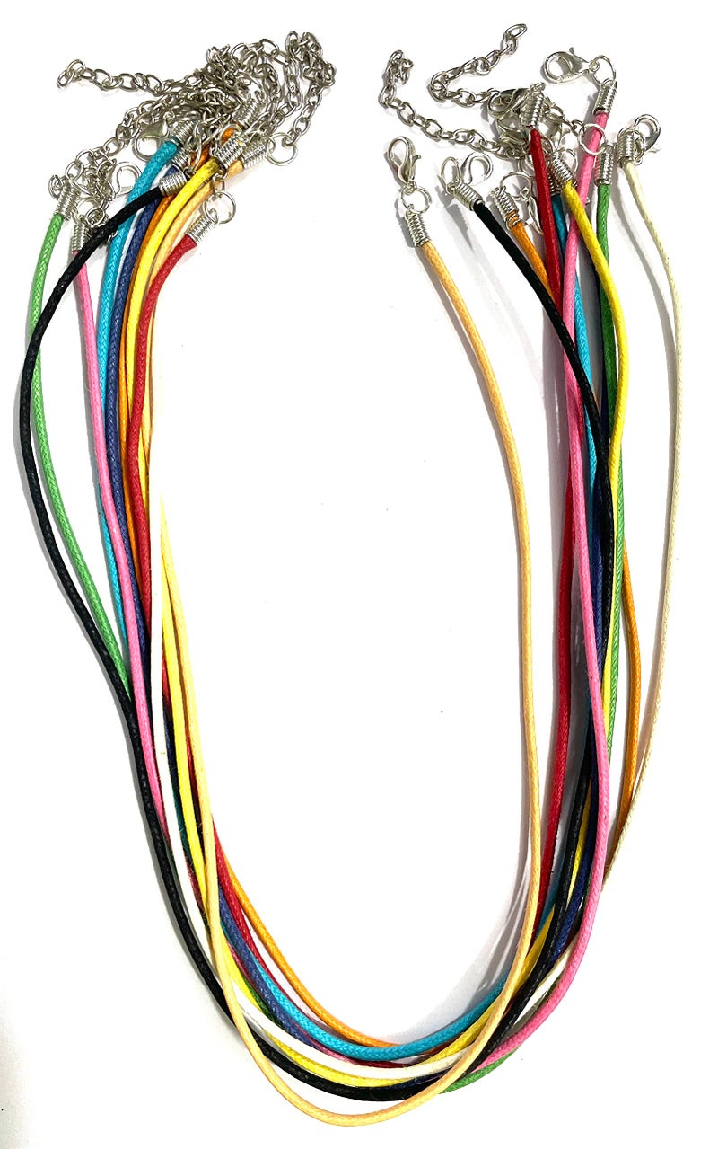 OMX 10 PC, Waxed Cotton 43cm/17 Necklace Chain with Lobster Claw Clasp for Pendants and Jewelry Charms Making. (2MM Thick Cotton, Multi-Colour, 10 PCs) - Image 5