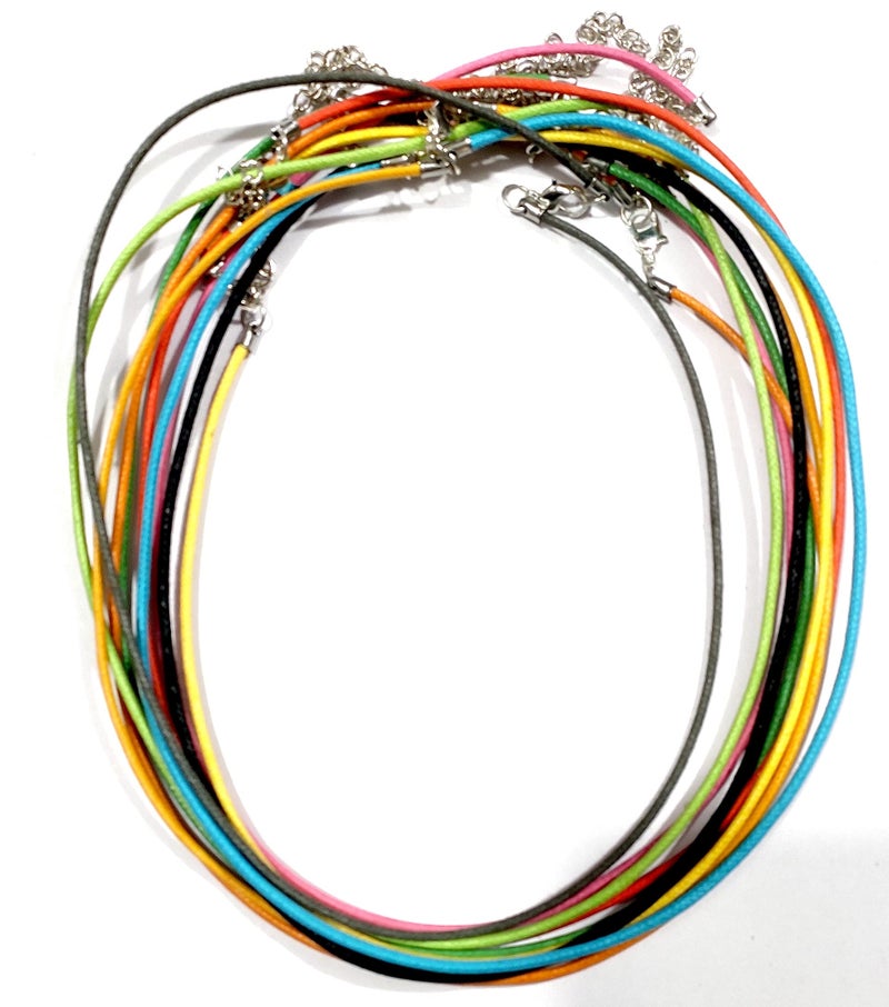 OMX 10 PC, Waxed Cotton 43cm/17 Necklace Chain with Lobster Claw Clasp for Pendants and Jewelry Charms Making. (2MM Thick Cotton, Multi-Colour, 10 PCs) - Image 4